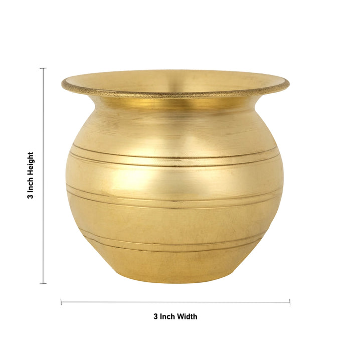 Brass Lota - 3 x3 inches | Chombu / Kalash Pot / Kalasam for Pooja and Temple Rituals - Kalash & Pooja Lota