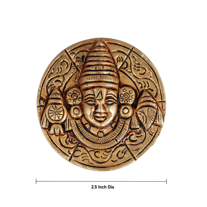 Balaji Murti Wall Hanging - 2.75 Inches | Antique Brass Statue/ Lord Balaji Idol for Home - Wall Hanging