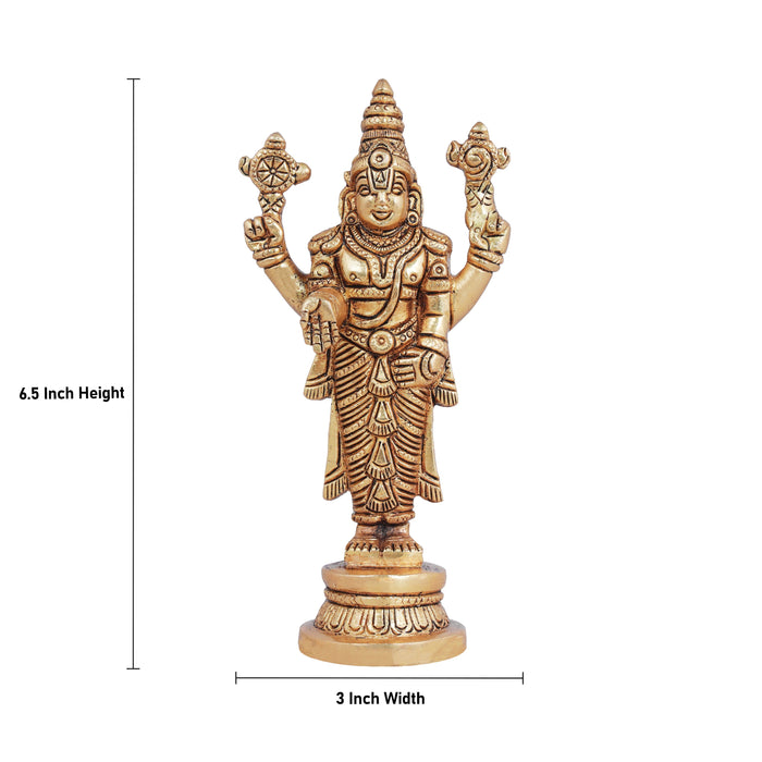 Balaji Murti - 6.5 Inches | Lord Balaji Idol/ Brass Statue/ Balaji Statue for Pooja