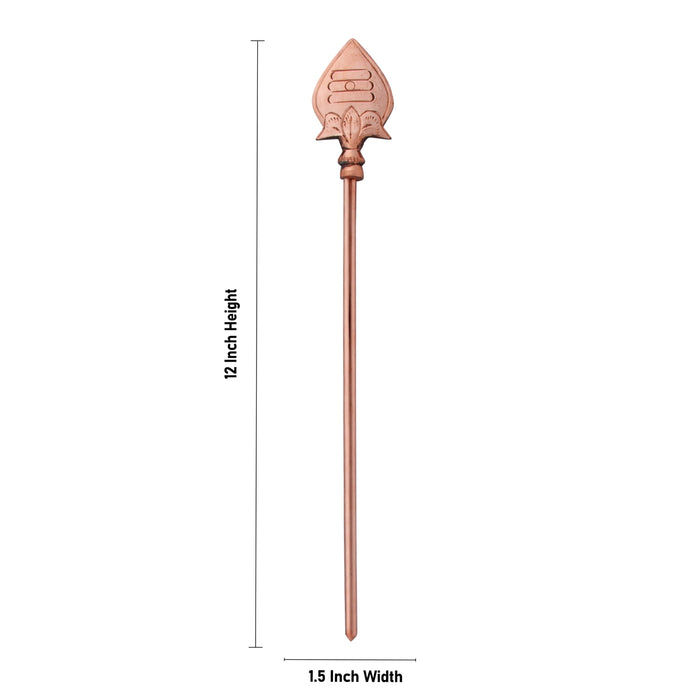 God Murugan Vel - 12 x 1.5 Inches | Muruga Vel/ Copper Vel for Pooja - Deity Accessories