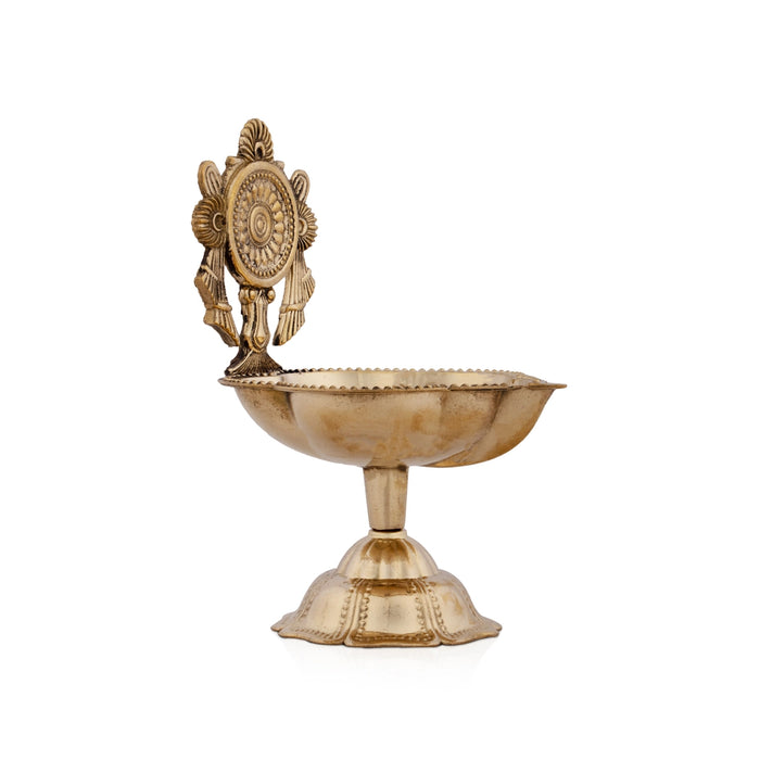 Chakra Lamp - 4.5 x 3 Inches | Brass Lamp/ Chakra Deep/ Vilakku for Pooja/ 130 Gms Approx - Karthik Deep