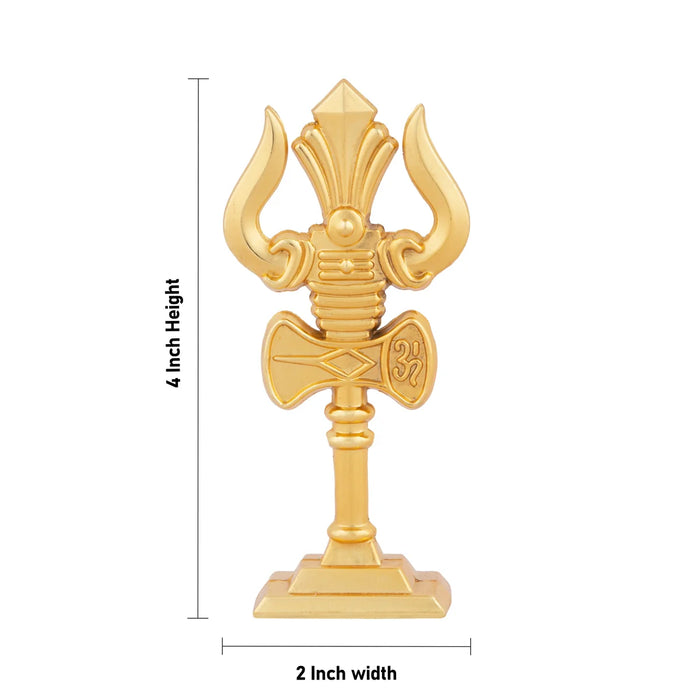Trishul - 4 x 2 Inches | Gold Polish Soolam/ Astras for Deity/ 85 Gms Approx