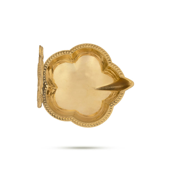 Brass Lamp - 3 x 2.25 Inches | Shankh Design Deepam/ Brass Vilakku for Pooja/ 50 Gms Approx - Karthik Deep