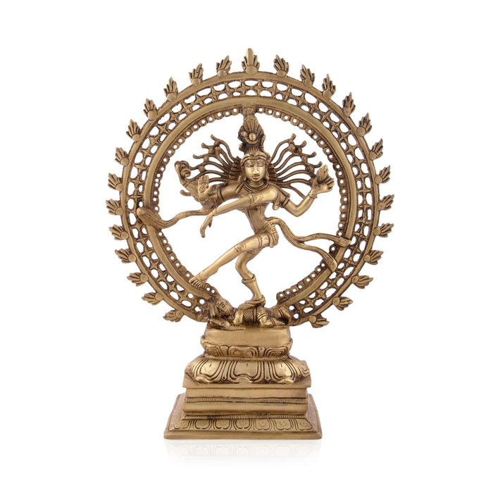 Natrajar Standing On Base Murti - 17 x 14 Inches | Antique Brass Idol / Natraja Murti for Pooja - Brass Murties