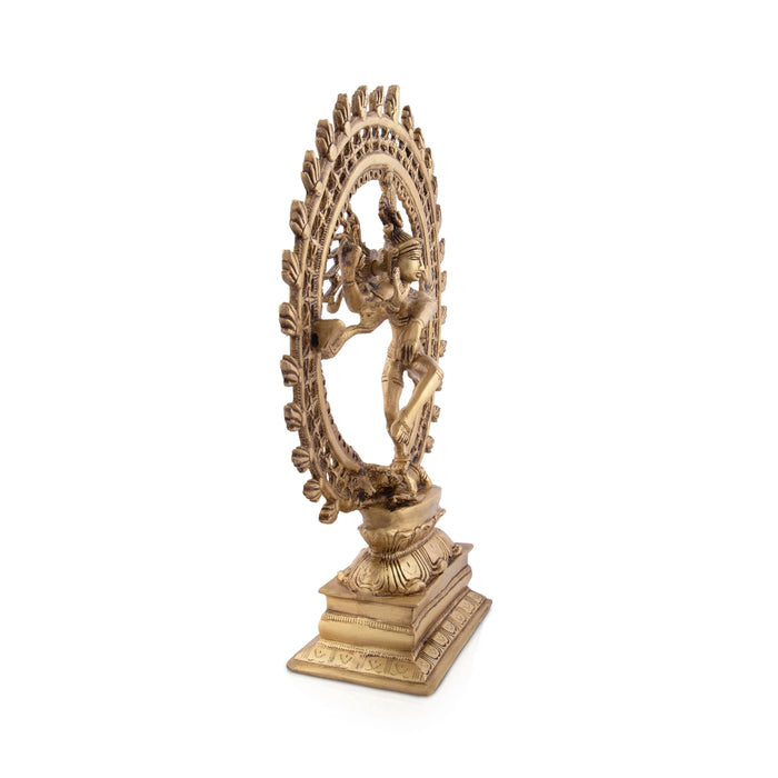 Natrajar Standing On Base Murti - 17 x 14 Inches | Antique Brass Idol / Natraja Murti for Pooja - Brass Murties