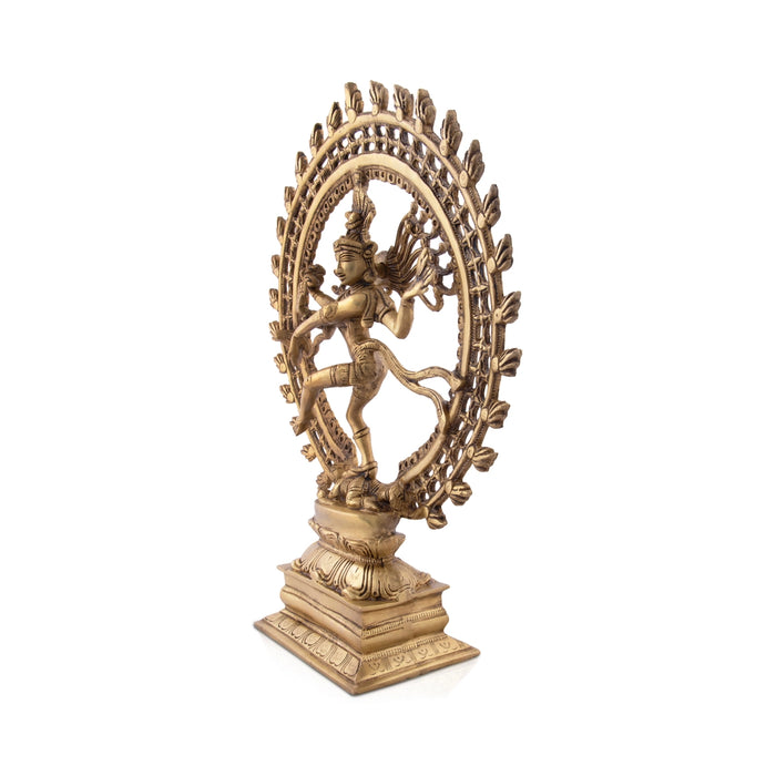 Natrajar Standing On Base Murti - 17 x 14 Inches | Antique Brass Idol / Natraja Murti for Pooja - Brass Murties