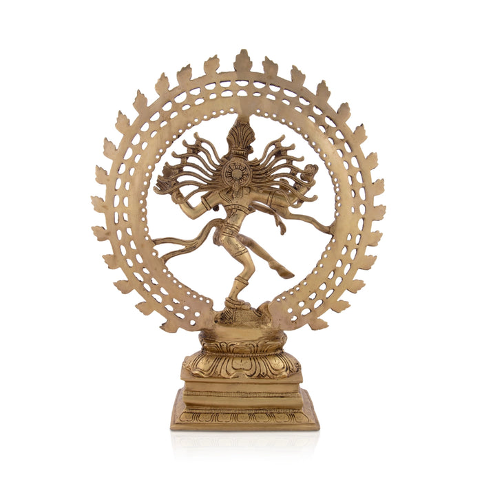Natrajar Standing On Base Murti - 17 x 14 Inches | Antique Brass Idol / Natraja Murti for Pooja - Brass Murties