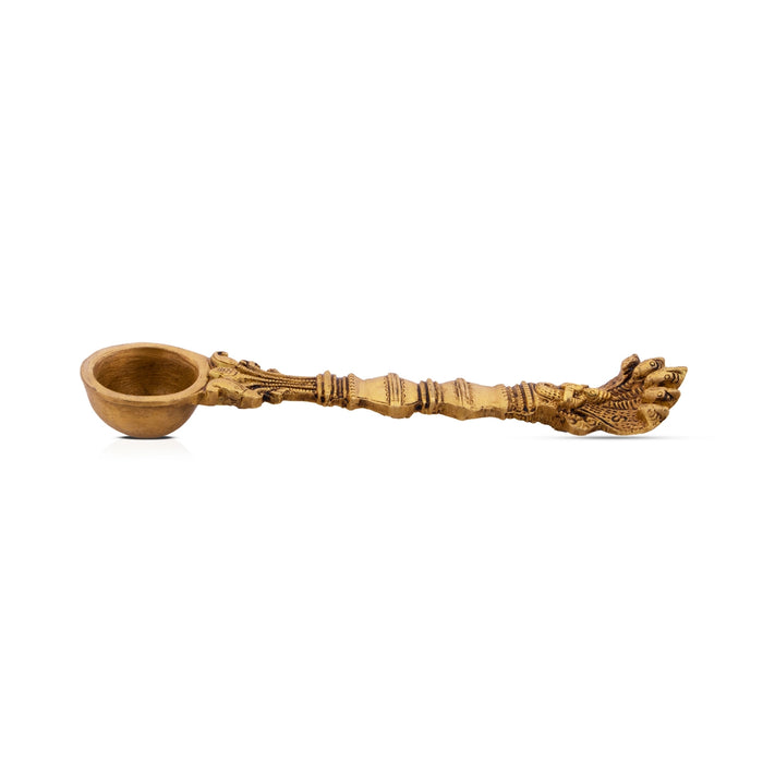 Achmani Spoon - 2 x 8 Inches | Nagam Handle Uddharani / Brass Pooja Spoon for Home - Panchapatra & Uddarani