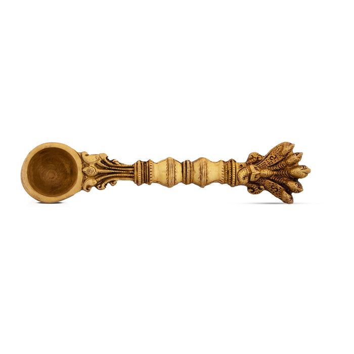 Achmani Spoon - 2 x 8 Inches | Nagam Handle Uddharani / Brass Pooja Spoon for Home - Panchapatra & Uddarani