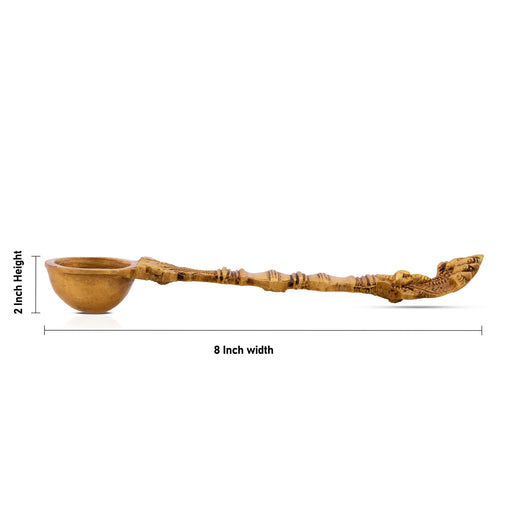 Achmani Spoon - 2 x 8 Inches | Nagam Handle Uddharani / Brass Pooja Spoon for Home - Panchapatra & Uddarani