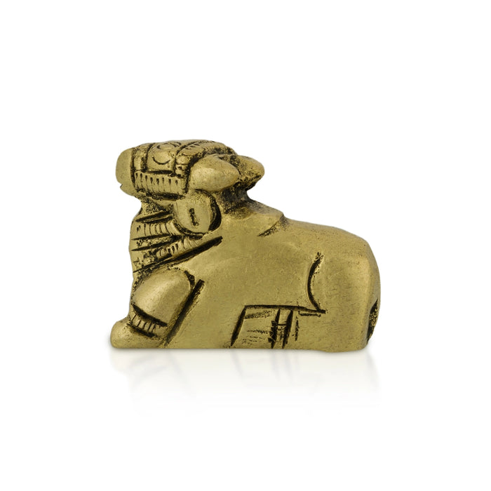 Nandi Statue - 1 x 1 Inches | Antique Brass Idol / Nandi Murti for Pooja - Brass Murties