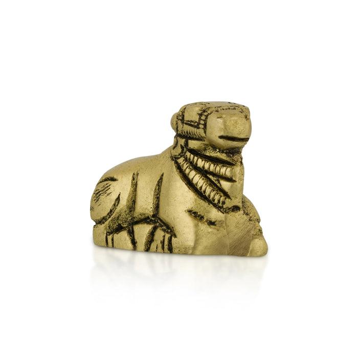 Nandi Statue - 1 x 1 Inches | Antique Brass Idol / Nandi Murti for Pooja - Brass Murties