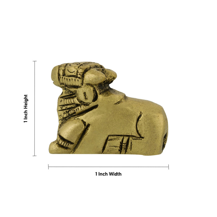 Nandi Statue - 1 x 1 Inches | Antique Brass Idol / Nandi Murti for Pooja - Brass Murties