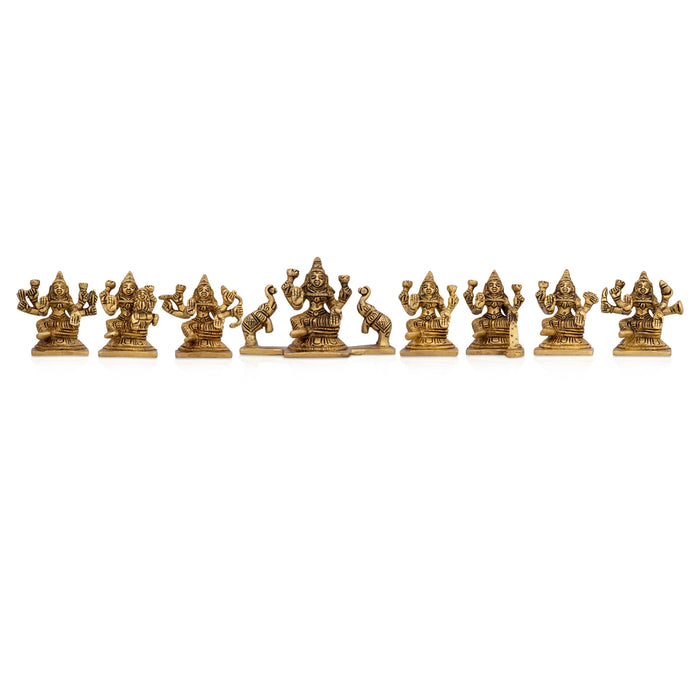 Ashtalakshmi Murti Set - 2.5 x 2 Inches | 8 Pcs / Brass Ashta Lakshmi Statue/ Ashtalaxmi Idols for Pooja