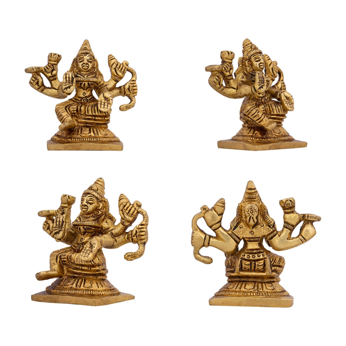 Ashtalakshmi Murti Set - 2.5 x 2 Inches | 8 Pcs / Brass Ashta Lakshmi Statue/ Ashtalaxmi Idols for Pooja