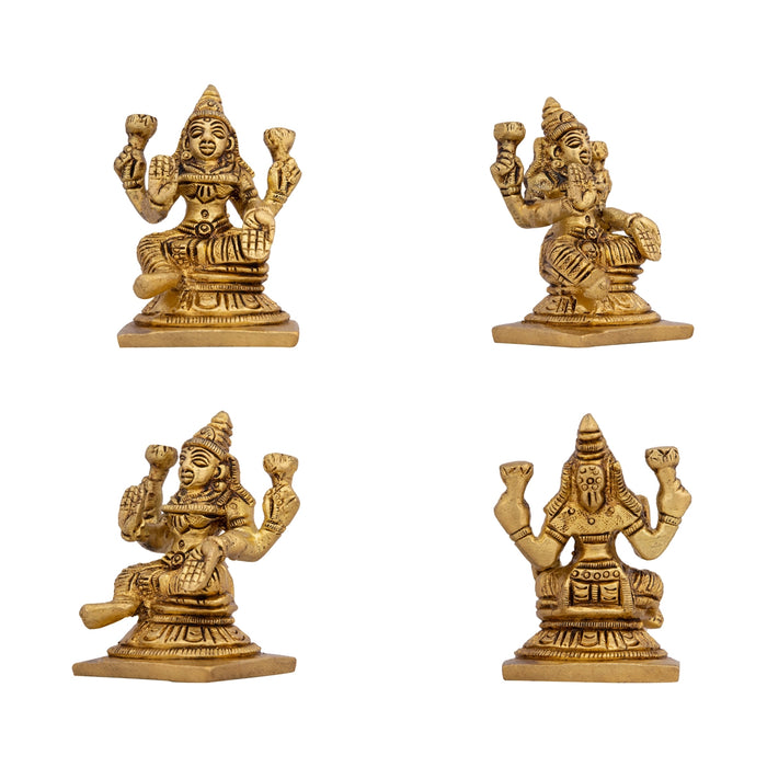 Ashtalakshmi Murti Set - 2.5 x 2 Inches | 8 Pcs / Brass Ashta Lakshmi Statue/ Ashtalaxmi Idols for Pooja