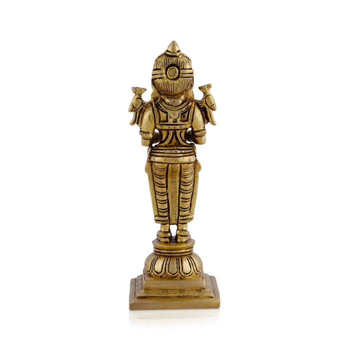 Standing Lady Deepam - 8 x 3 Inches | Antique Brass Vilakku/ Brass Lamp for Pooja/ 1.300 Kgs Approx - Paavai Vilakku / Lady With A Lamp