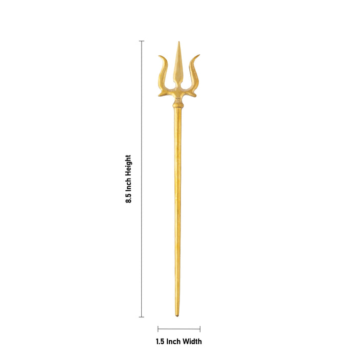 Trishul - 8.5 x 1.5 Inches | Gold Polish With Stone Astras/ God Shiva Trishul/ Soolam/ Durga Maa Trishul for Deity