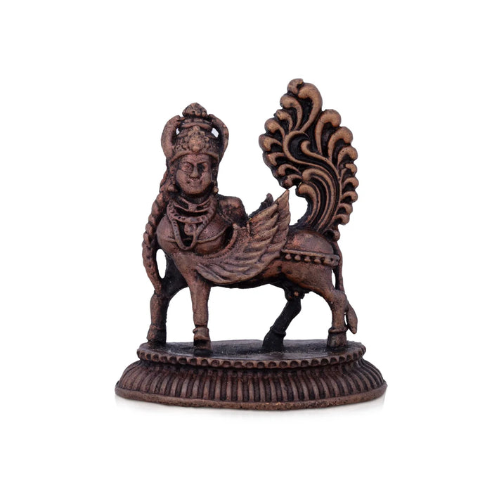 Kamadhenu Statue - 2 x 1.75 Inches | Copper Idol/ kaamdhenu Cow with face and Wings/ 70 Gms Approx