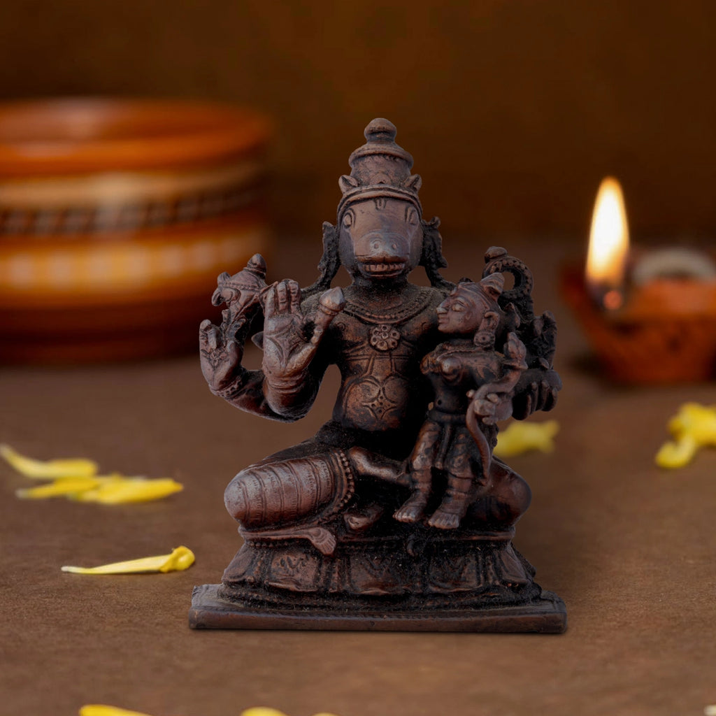 Lakshmi Hayagreevar statue - 2.5 x 1.5 Inch | Copper Idol/ Laxmi Hayagreeva Idol/ 195 Gms Approx