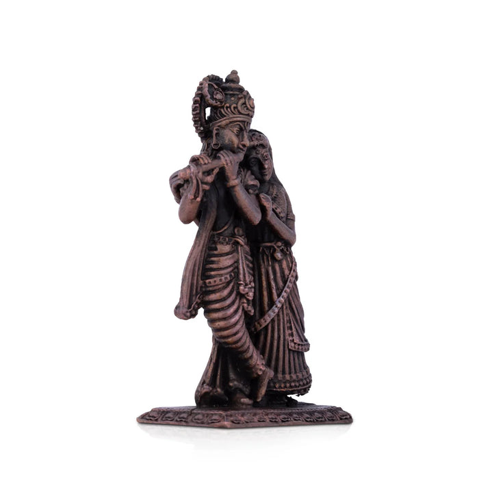 Radha Krishna Murti - 3.5 x 2.5 Inches | Copper Idol/ Radha Krishna Idol for Pooja/ 255 Gms Approx