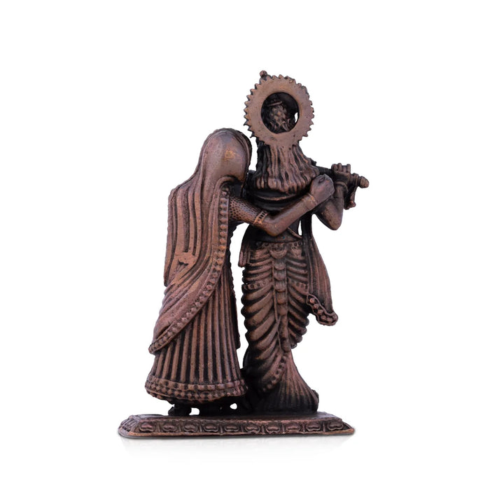 Radha Krishna Murti - 3.5 x 2.5 Inches | Copper Idol/ Radha Krishna Idol for Pooja/ 255 Gms Approx