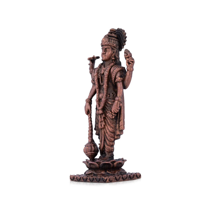 Vishnu Statue - 2.75 x 1 Inches | Copper Idol/ Vishnu Statue Standing On Lotus for Pooja/ 195 Gms Approx