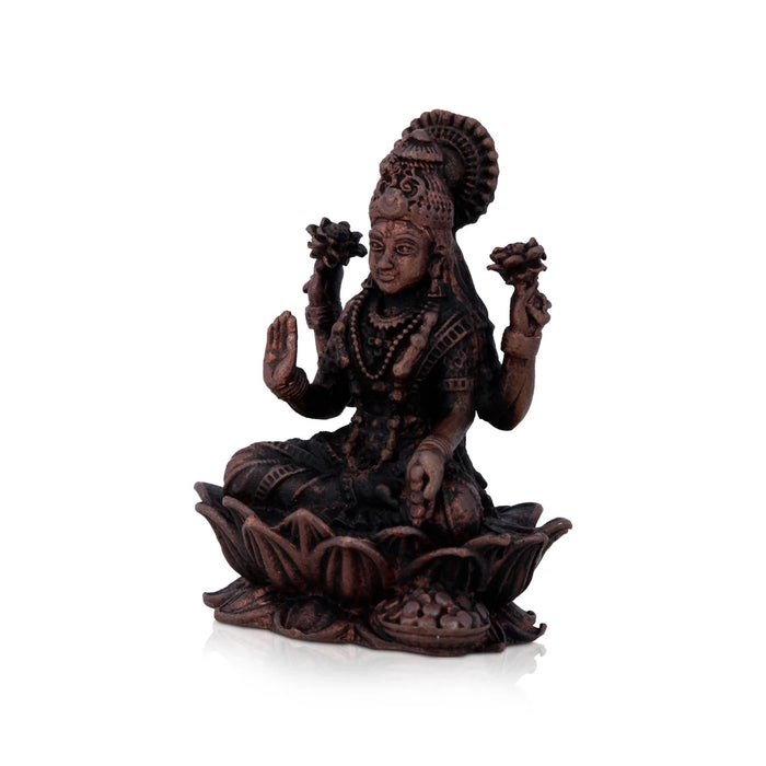 Laxmi Devi Statue - 2.5 x 1.75 Inches | Lakshmi Statue Sitting On Lotus / Copper Idol/ Maha Laxmi Idol for Pooja/ 130 Gms Approx