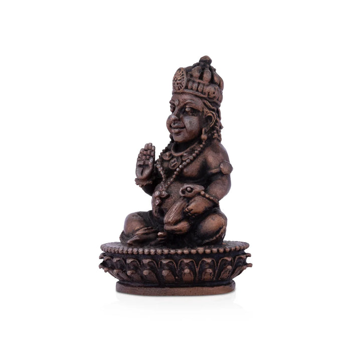 Kubera Statue - 3 x 2.5 Inches | Kuber Murti/ Copper Idol/ kuberan idol for Pooja/ 215 Gms Approx