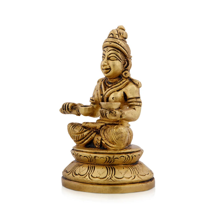 Annapurna Devi Murti - 4 x 2.5 Inches | Antique Brass Statue/ Annapoorani Idol for Pooja/ 500 Gms Approx