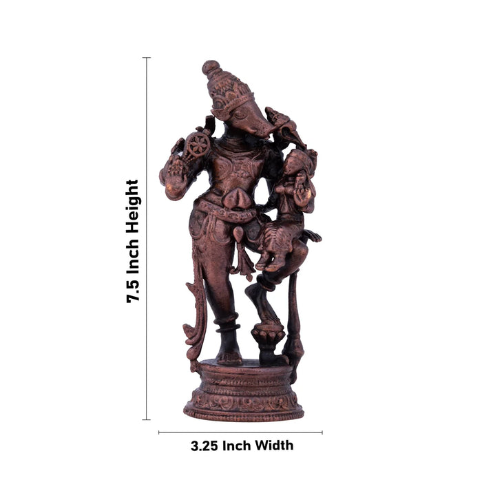 Varaha Lakshmi - 7.5 X 3.25 Inches | Copper Idol/ Standing Lakshmi Varahar Idol for Pooja/ 70 Gms Approx