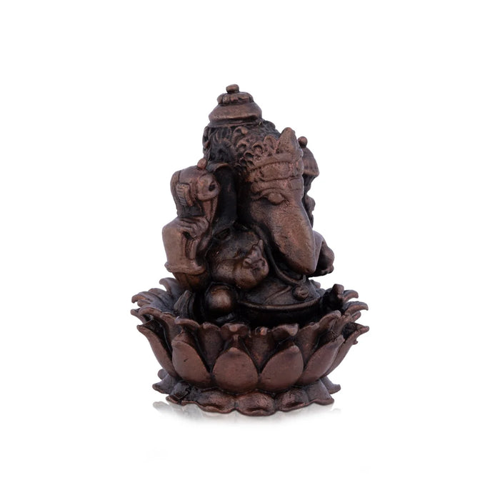 Ganesh Murti - 2.5 x 1.5 Inches | Copper Idol / Ganesh Statue Sitting On Lotus for Pooja/ 190 Gms Approx