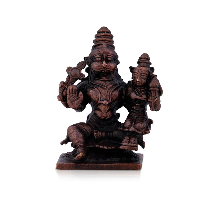 Lakshmi Narasimha Swamy Statue - 2 x 1.5 Inches | Copper Idol/ Lakshmi Narasimha Murti/ 80 Gms Approx