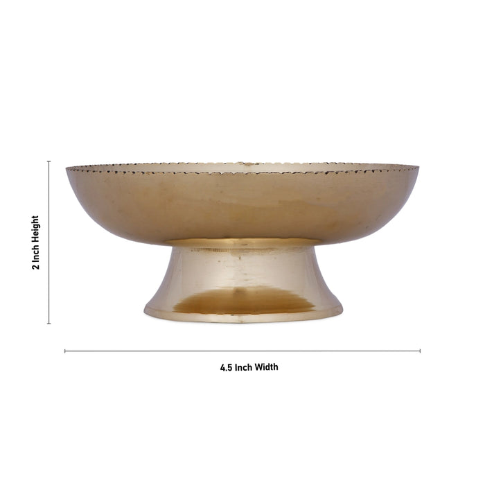 Brass Bowl With Stand - 2 x 4.5 Inches | Brass Cup/ Pooja Cup for Home/ 190 Gms Approx - Bowls