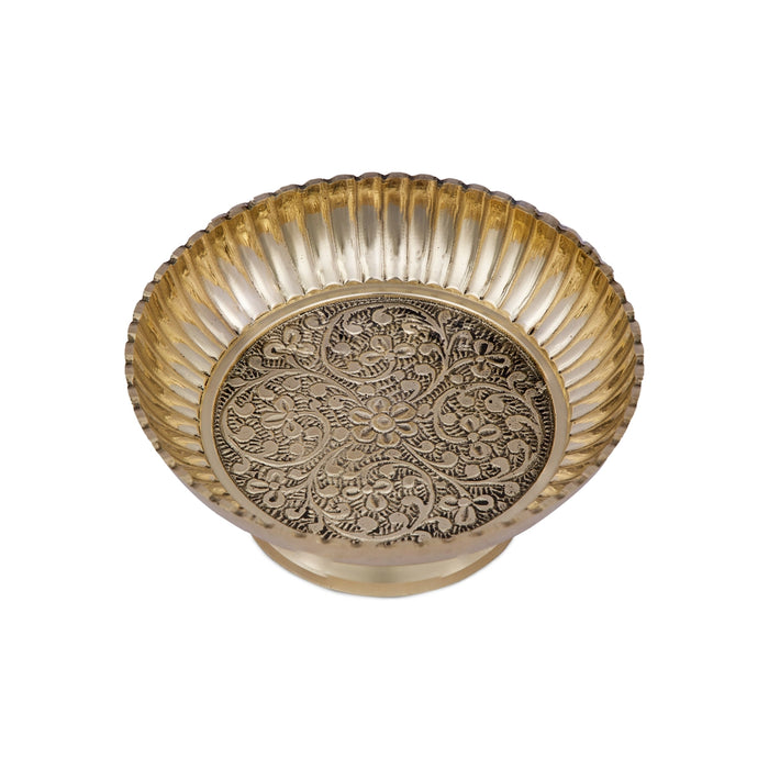 Brass Bowl With Stand - 1.5 x 3.75 Inches | Phaldar Design Brass Cup/ Pooja Cup for Home/ 105 Gms Approx - Bowls