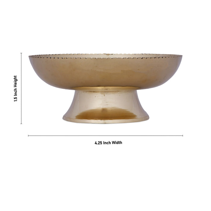 Brass Bowl With Stand - 1.5 x 4.25 Inches | Brass Cup/ Pooja Cup for Home/ 150 Gms Approx - Bowls