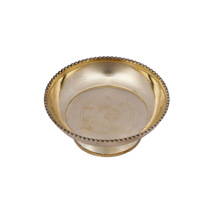 Brass Bowl With Stand - 1.75 x 4.25 Inches | Plain Design Brass Cup/ Pooja Cup for Home/ 160 Gms Approx - Bowls