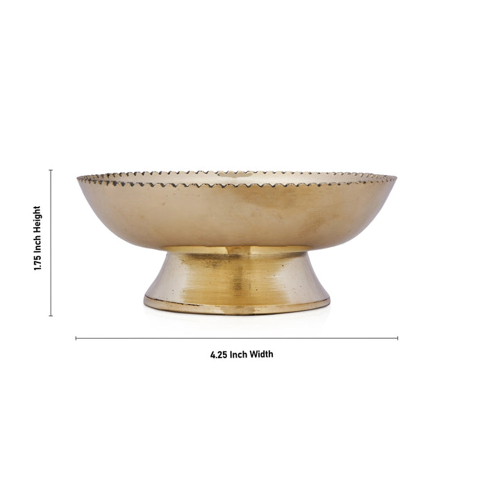 Brass Bowl With Stand - 1.75 x 4.25 Inches | Plain Design Brass Cup/ Pooja Cup for Home/ 160 Gms Approx - Bowls