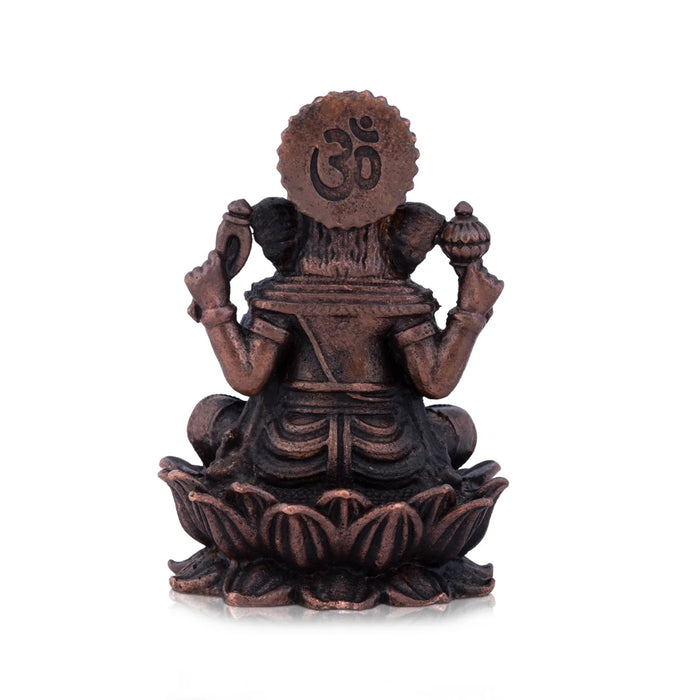 Ganesh Murti - 2.5 x 1.75 Inches | Copper Idol / Ganesh Statue Sitting On Lotus for Pooja/ 130 Gms Approx