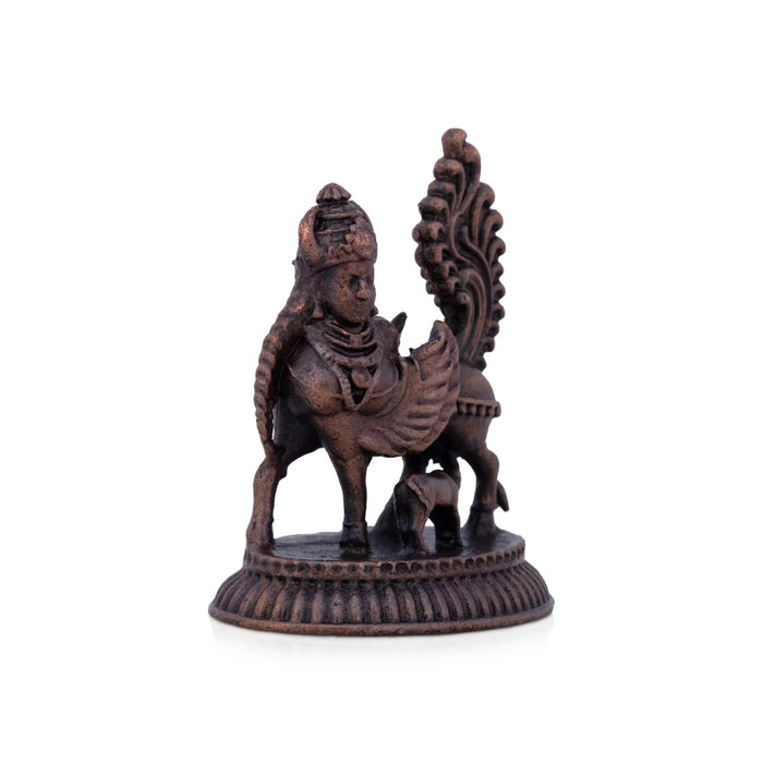 Kamadhenu Statue - 1.5 x 1.25 Inches | Copper Idol/ kaamdhenu Cow with face and Wings/ 45 Gms Approx