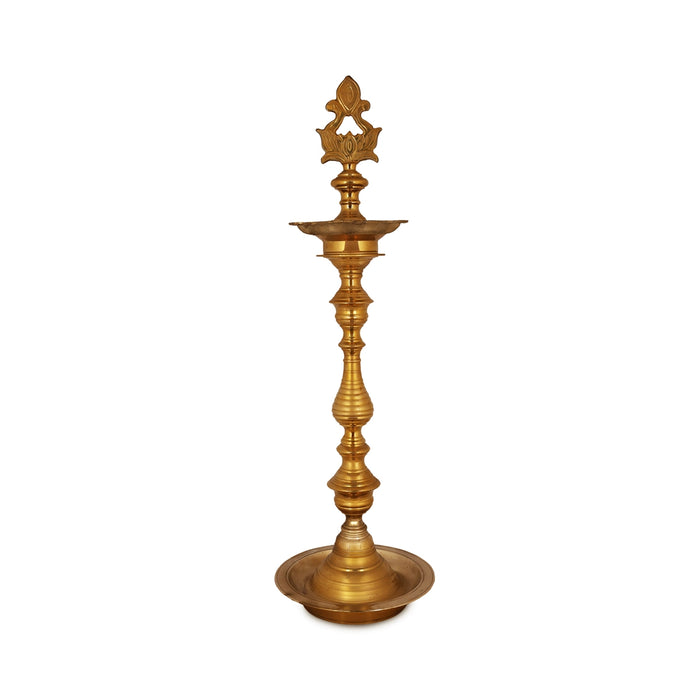 Plain Kuthu Vilakku - 50 x 12 Inches | Brass Vilakku / Lotus Pirai Kuthu Vilakku / Deepam for Pooja - Kuthuvilakku