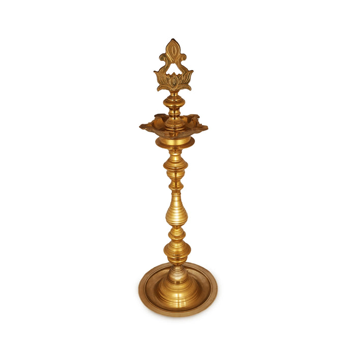 Plain Kuthu Vilakku - 50 x 12 Inches | Brass Vilakku / Lotus Pirai Kuthu Vilakku / Deepam for Pooja - Kuthuvilakku