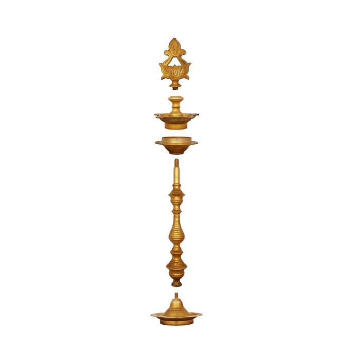 Plain Kuthu Vilakku - 50 x 12 Inches | Brass Vilakku / Lotus Pirai Kuthu Vilakku / Deepam for Pooja - Kuthuvilakku