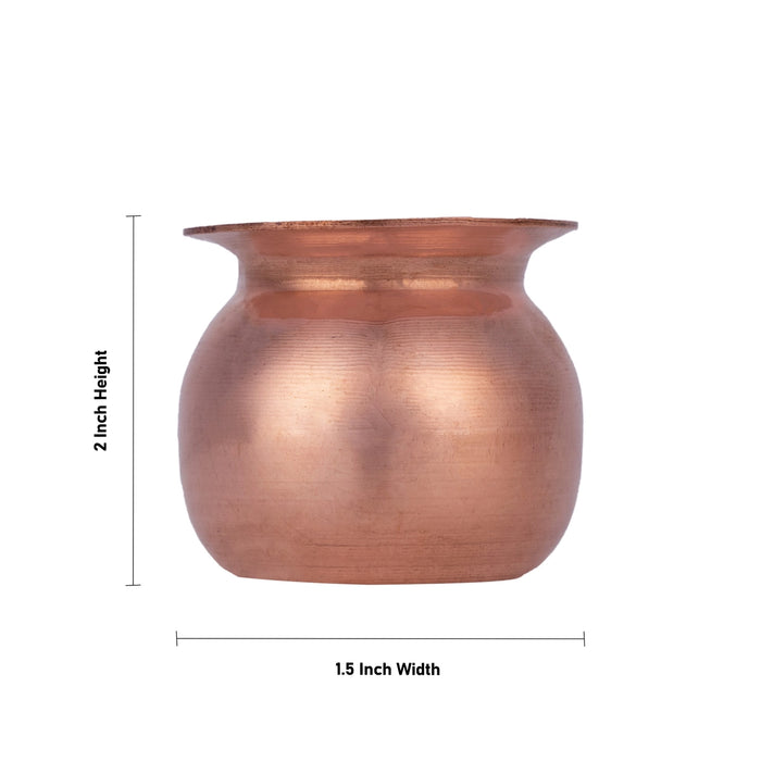 Dev Gadu - 2 x 1.5 Inches | Copper Chombu / Kalash / Pooja Pot / Kalash For Pooja And Ritual Water Offering - kalash & pooja Lota