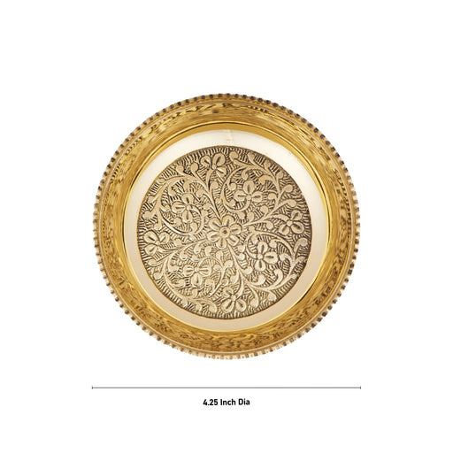 Brass Plate - 4.25 Inches | Thali Plate/ Pooja Plate for Home/ 140 Gms Approx - Pooja Plate & Tray