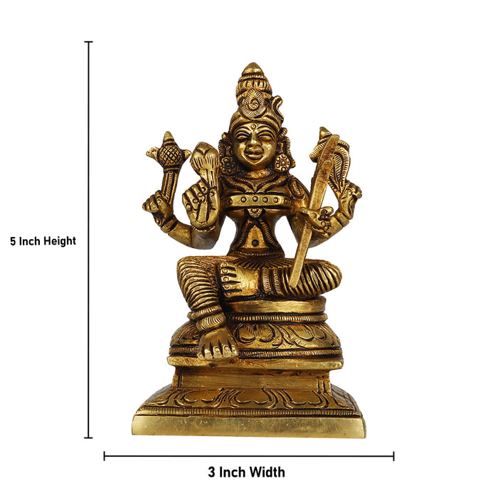 Rajarajeshwari Idol - 5 Inches | Antique Brass Statue/ Amman Statue/ Rajarajeshwari Devi Statue for Pooja - Brass Murties