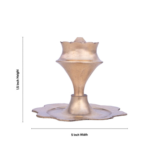 Incense Holder - 1.5 x 5 Inches | Brass Agarbatti Stand/ Lotus Design Incense Burner for Pooja/ 20 Gms Approx - Agarbathi Stand