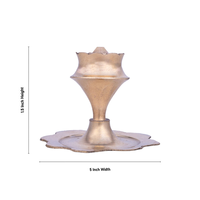 Incense Holder - 1.5 x 5 Inches | Brass Agarbatti Stand/ Lotus Design Incense Burner for Pooja/ 20 Gms Approx - Agarbathi Stand