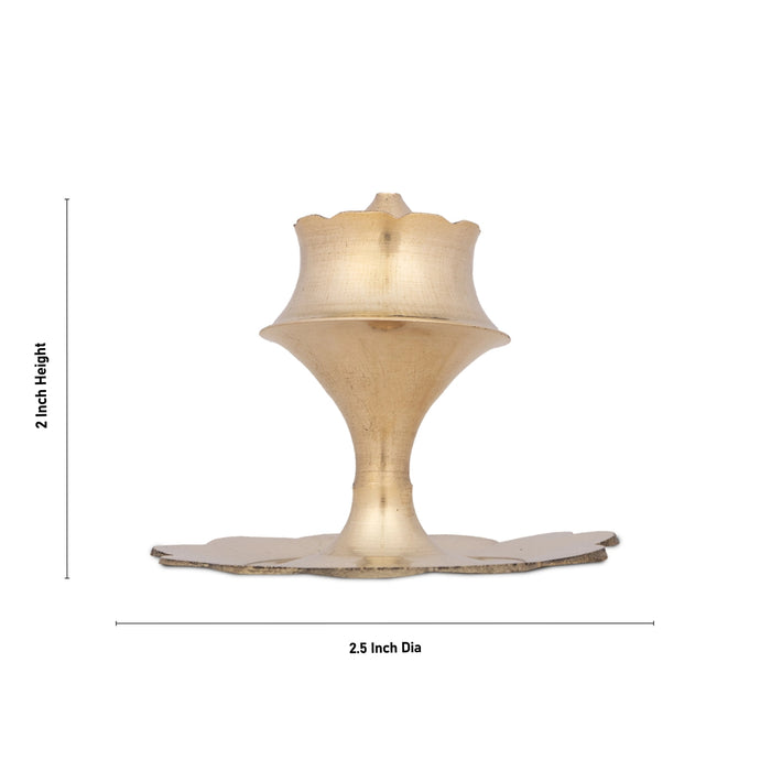 Agarbathi Stand - 2 x 2.5 Inches | Kamal Design Brass Incense Holder for Pooja/ 35 Gms Approx - Agarbathi Stand