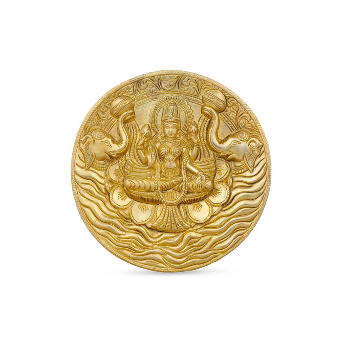 Gajalakshmi Wall Hanging - 7.5 Inches | Brass Wall Hanger for Home/ 1.465 Kgs Approx - Wall Hanging